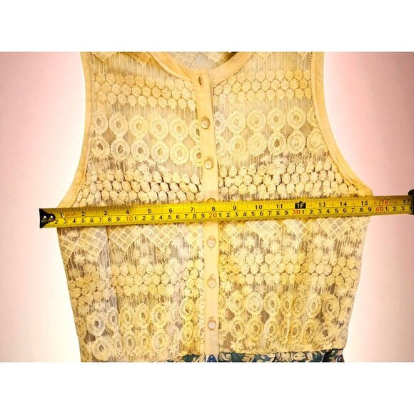 Beguile by Byron Lars Sleeveless Lace Bodice Belted Dress 4P Elegant - Picture 3 of 10